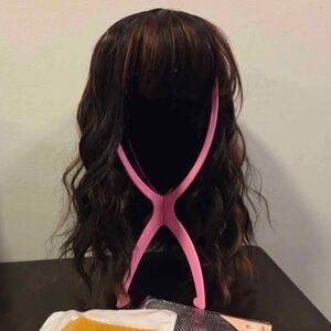 Wavy Brown Hair Wig with Highlights